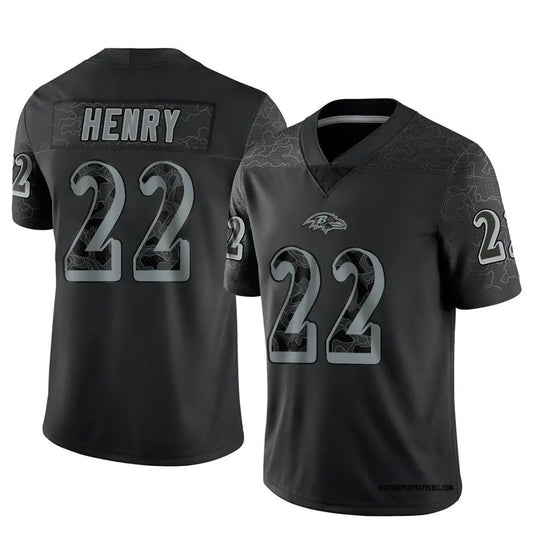 B.Ravens #22 Derrick Henry Black REFLECTIVE Vapor F.U.S.E. Limited Jersey