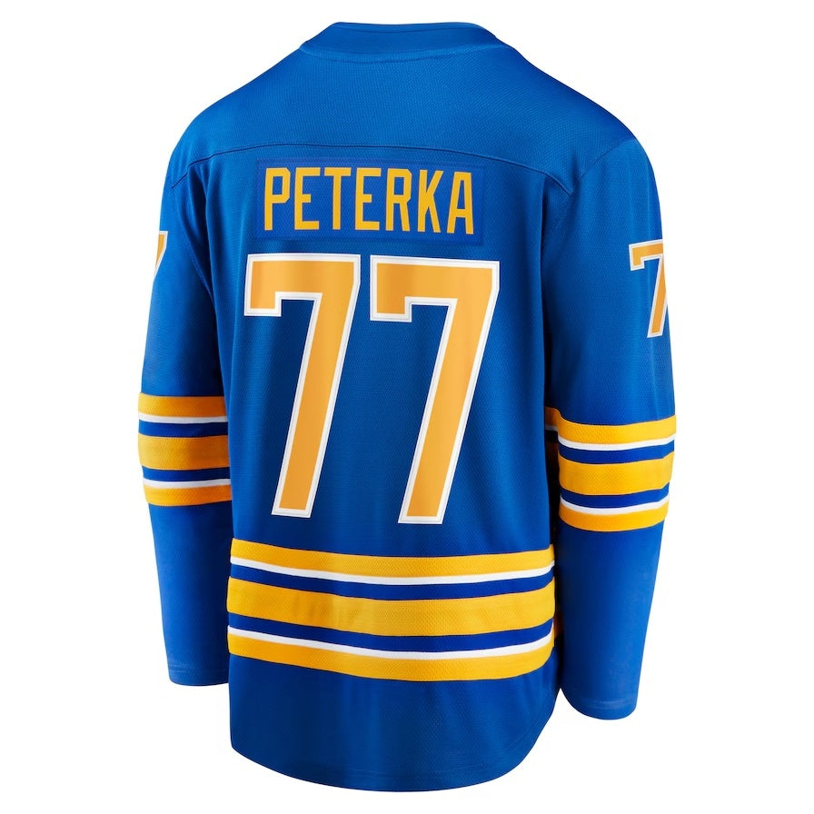 B.Sabres #77 JJ Peterka Supporters Home Breakaway Jersey - Royal Stitched American Hockey Jerseys