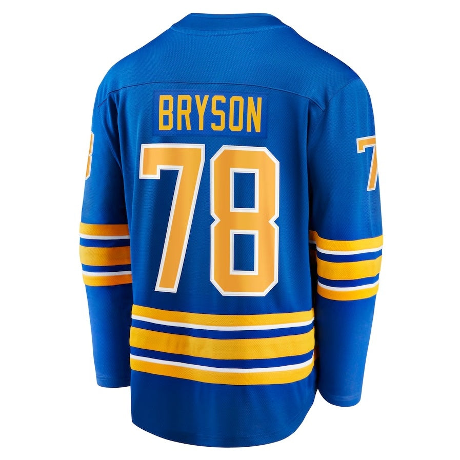 B.Sabres #78 Jacob Bryson Fanatics Home Breakaway Player Jersey - Royal Stitched American Hockey Jerseys