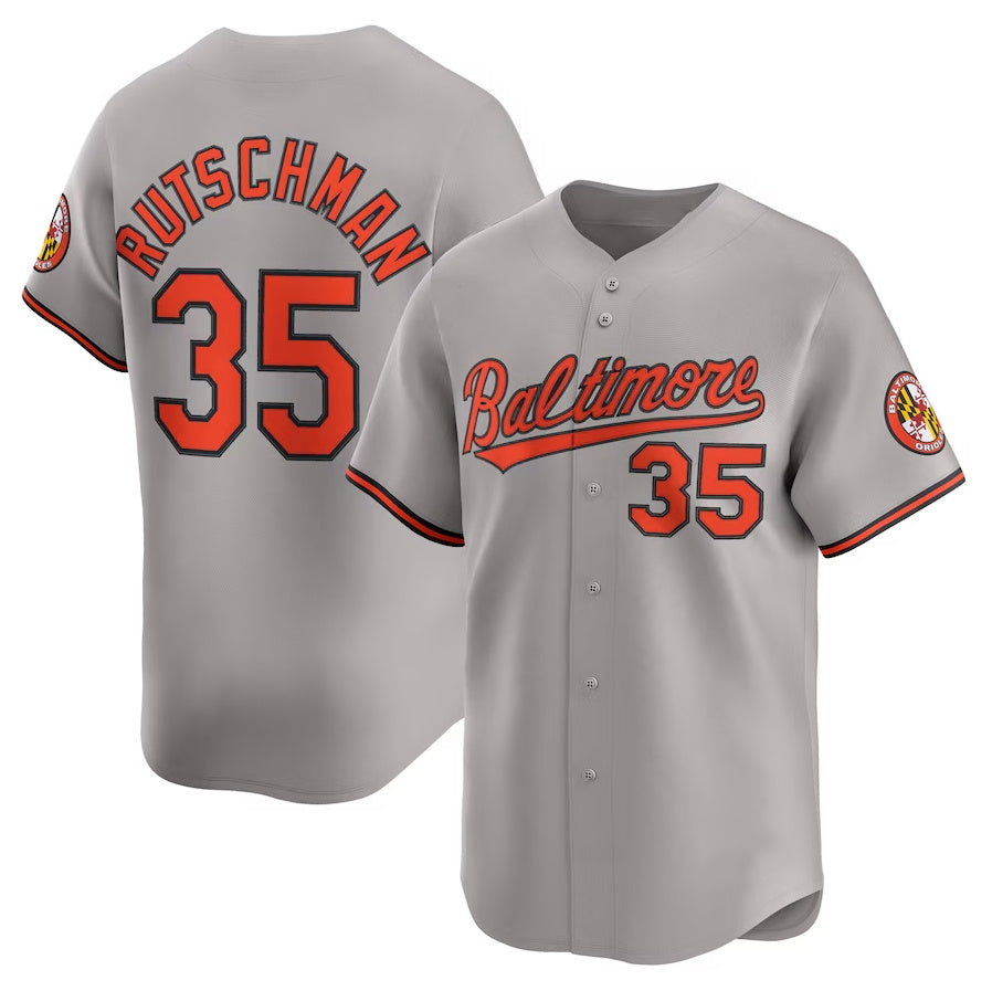 Baltimore Orioles #35 Adley Rutschman Road Limited Player Jersey - Gray Stitched Baseball Jersey