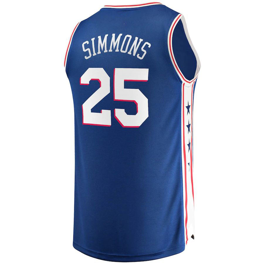 PH.76ers #25 Ben Simmons Fanatics Branded  2019-20 Fast Break Replica Jersey Icon Edition Royal Stitched American Basketball Jersey