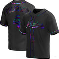 Atlanta Braves #4 Biff Pocoroba Black Holographic Alternate Jersey Stitches Baseball Jerseys