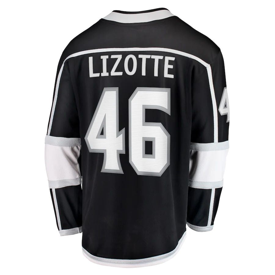 LA.Kings #46 Blake Lizotte Supporters Branded Home Breakaway Player Jersey Black Stitched American Hockey Jerseys