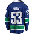 V.Canucks #53 Bo Horvat Supporters Branded Home Captain Patch Breakaway Player Jersey Blue Purple Stitched American Hockey Jerseys