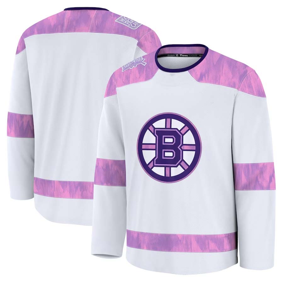 B.Bruins Supporters 2024 Hockey Fights Cancer Practice Jersey - White Stitched American Hockey Jerseys