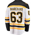 B.Bruins #63 Brad Marchand Supporters Branded Away Premier Breakaway Player Jersey Stitched American Hockey Jerseys