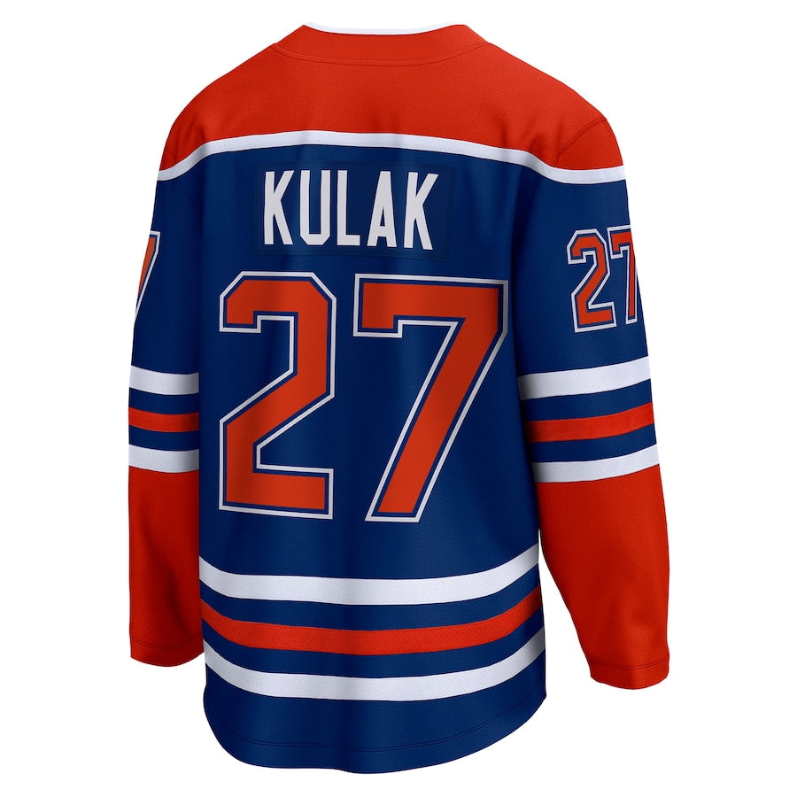 E.Oilers #27 Brett Kulak Supporters Branded Home Breakaway Player Jersey Royal Stitched American Hockey Jerseys