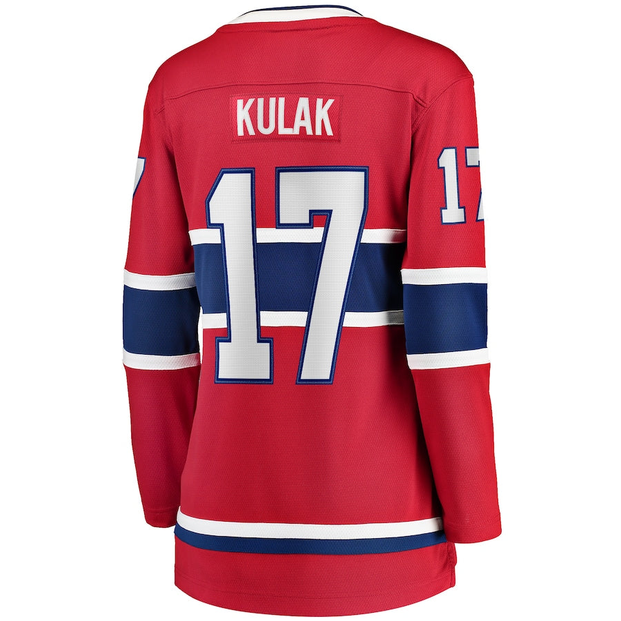 M.Canadiens #17 Brett Kulak Supporters Branded Home Breakaway Player Jersey Red Stitched American Hockey Jerseys