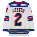 NY.Rangers #2 Brian Leetch Rangers Supporters Authentic Autographed White Stitched American Hockey Jerseys