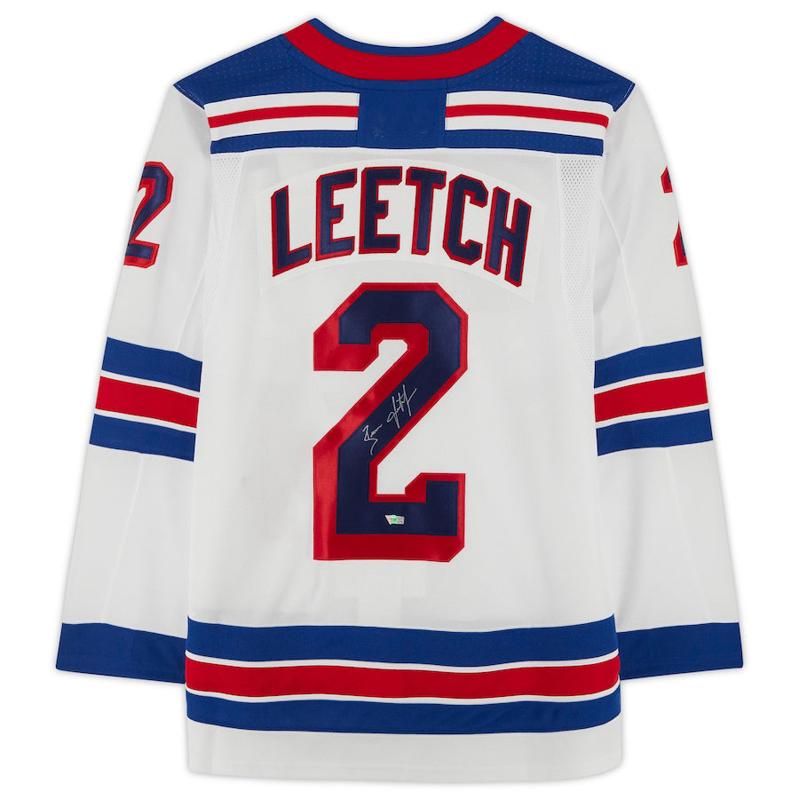 NY.Rangers #2 Brian Leetch Rangers Supporters Authentic Autographed White Stitched American Hockey Jerseys