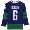V.Canucks #6 Brock Boeser Supporters Authentic Autographed  Alternate  Jersey Blue Stitched American Hockey Jerseys