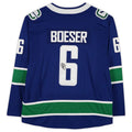 V.Canucks #6 Brock Boeser Supporters Authentic Autographed Breakaway Jersey Blue Stitched American Hockey Jerseys