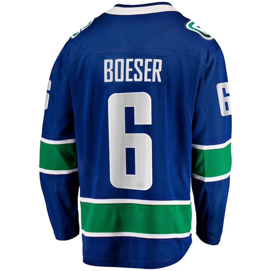 V.Canucks #6 Brock Boeser Supporters Branded Home Breakaway Jersey Blue Stitched American Hockey Jerseys