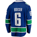 V.Canucks #6 Brock Boeser Supporters Branded Home Breakaway Jersey Blue Stitched American Hockey Jerseys