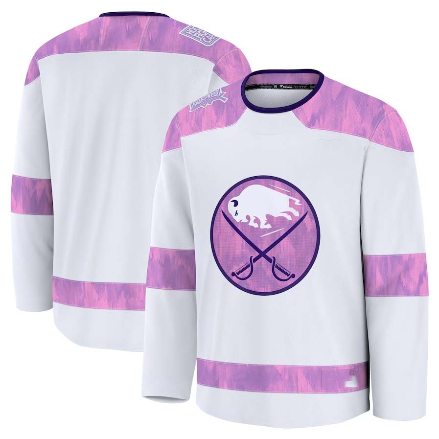 B.Sabres Supporters 2024 Hockey Fights Cancer Practice Jersey - White Stitched American Hockey Jerseys