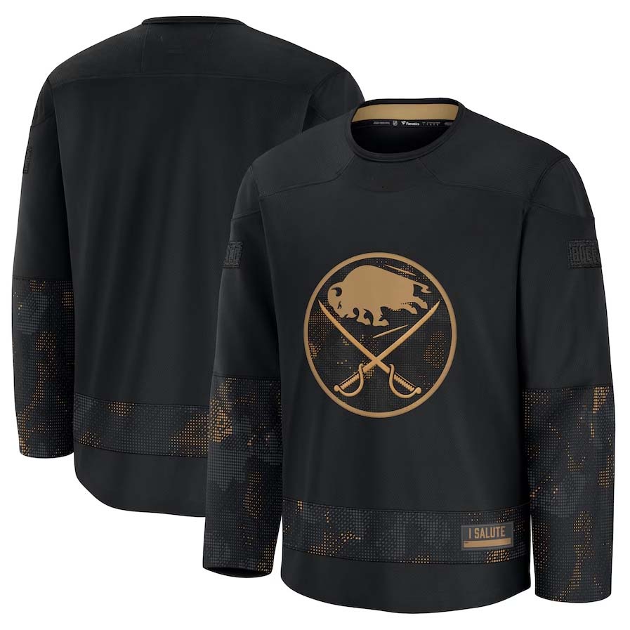 B.Sabres Supporters 2024 Military Appreciation Practice Jersey - Black Stitched American Hockey Jerseys