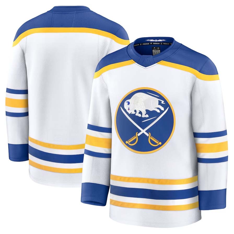 B.Sabres Supporters Away Premium Jersey - White. Stitched American Hockey Jerseys