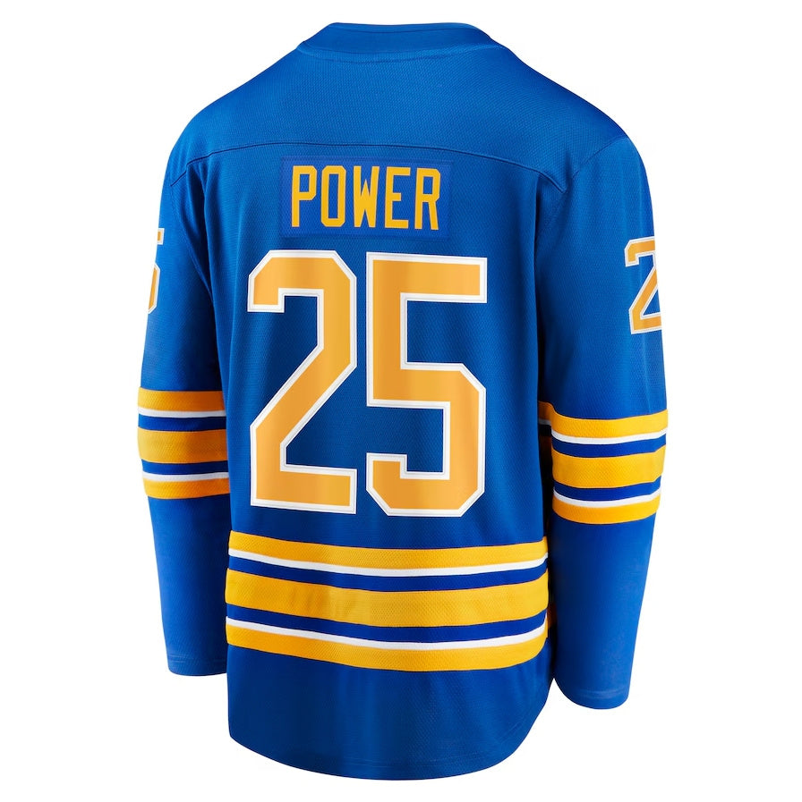 B.Sabres #25 Owen Power Supporters Home Breakaway Player Jersey - Royal Stitched American Hockey Jerseys