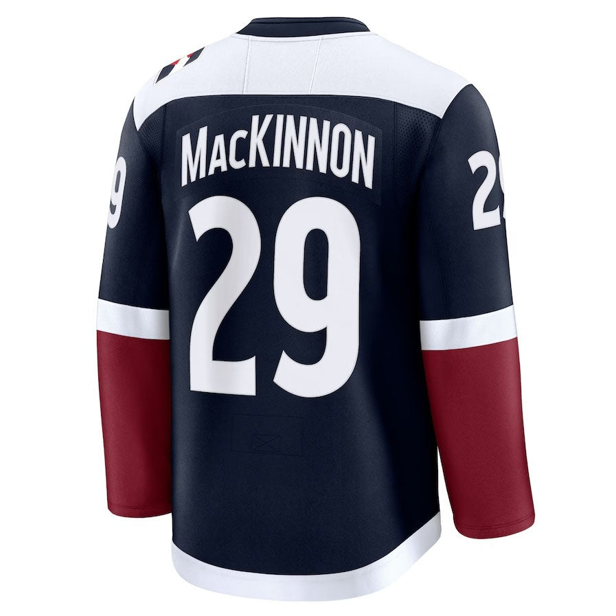 C.Avalanche #29 Nathan MacKinnon Supporters Alternate Premium Jersey - Navy Stitched American Hockey Jerseys