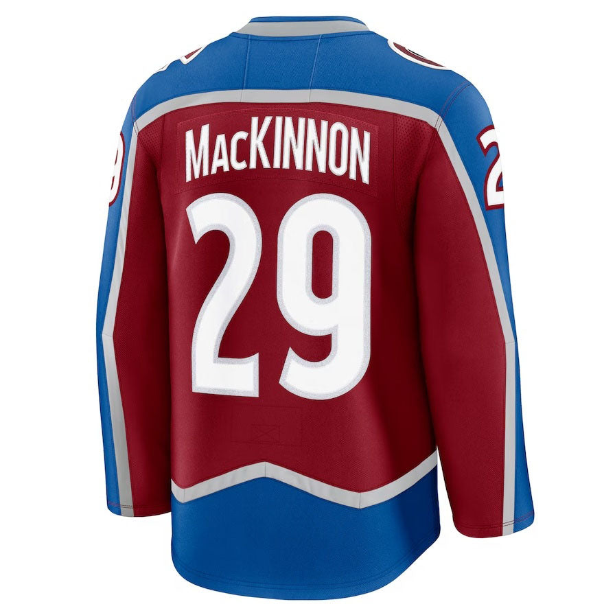 C.Avalanche #29 Nathan MacKinnon Supporters Home Premium Jersey - Burgundy Stitched American Hockey Jerseys