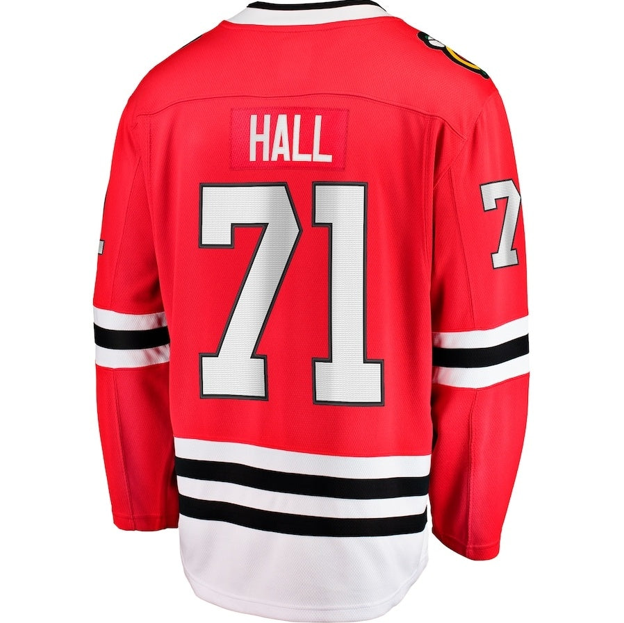 C.Blackhawks #71 Taylor Hall Supporters Home Breakaway Player Jersey - Red Stitched American Hockey Jerseys
