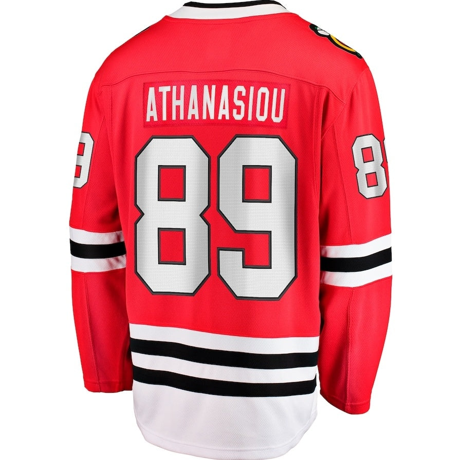 C.Blackhawks #89 Andreas Athanasiou Supporters Home Breakaway Jersey - Red Stitched American Hockey Jerseys