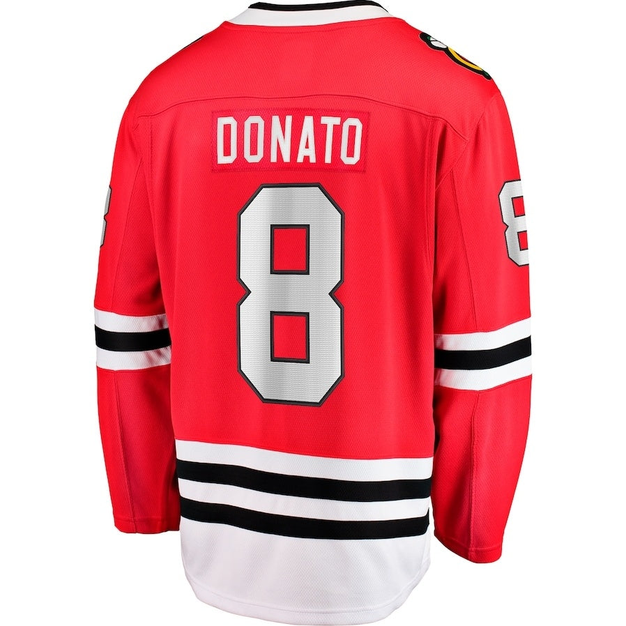 C.Blackhawks #8 Ryan Donato Supporters Home Breakaway Jersey - Red Stitched American Hockey Jerseys