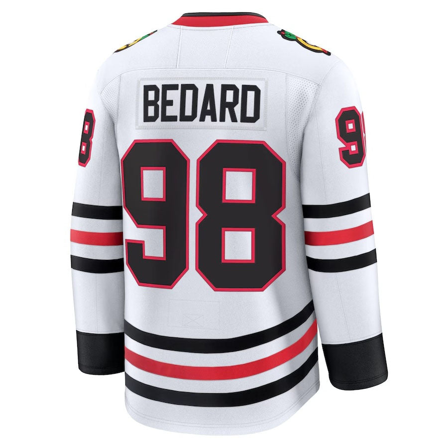 C.Blackhawks #98 Connor Bedard Supporters Away Premium Jersey - White Stitched American Hockey Jerseys