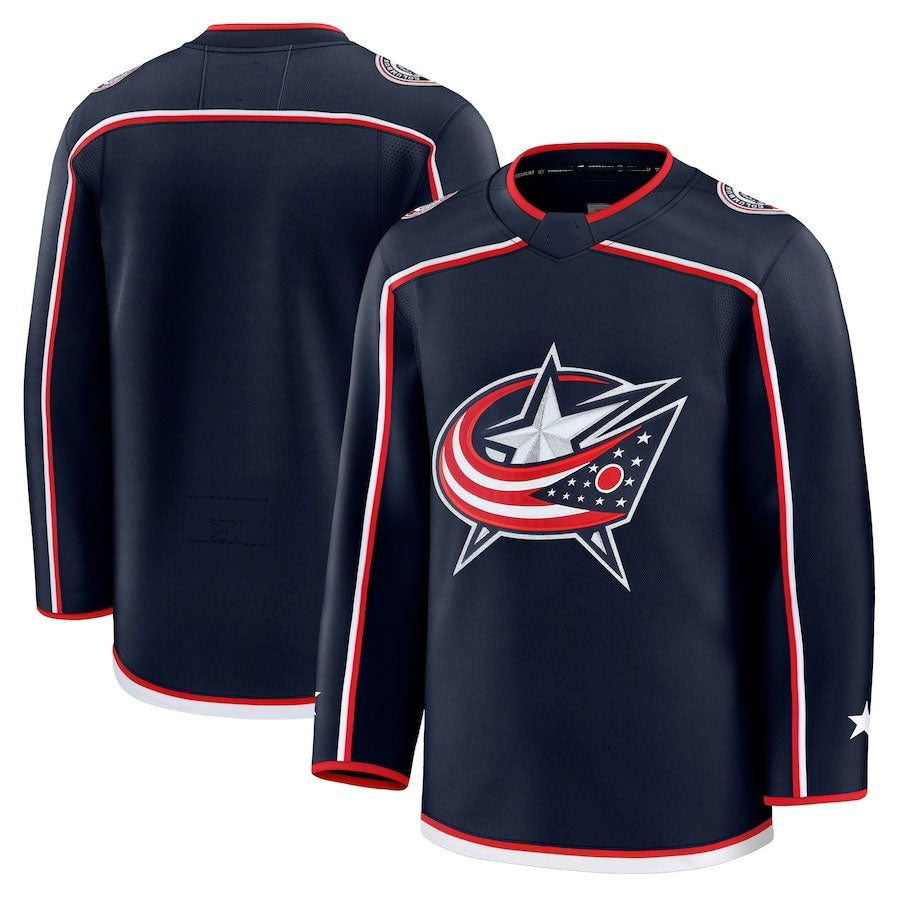 C.Blue Jackets Supporters Home Premium Jersey - Navy Stitched American Hockey Jerseys