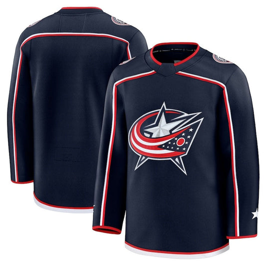 C.Blue Jackets Fanatics Home Premium Jersey - Navy Stitched American Hockey Jerseys
