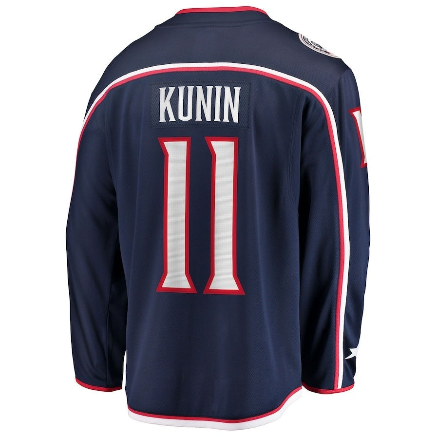 C.Blue Jackets #11 Luke Kunin Supporters Home Breakaway Jersey - Navy Stitched American Hockey Jerseys