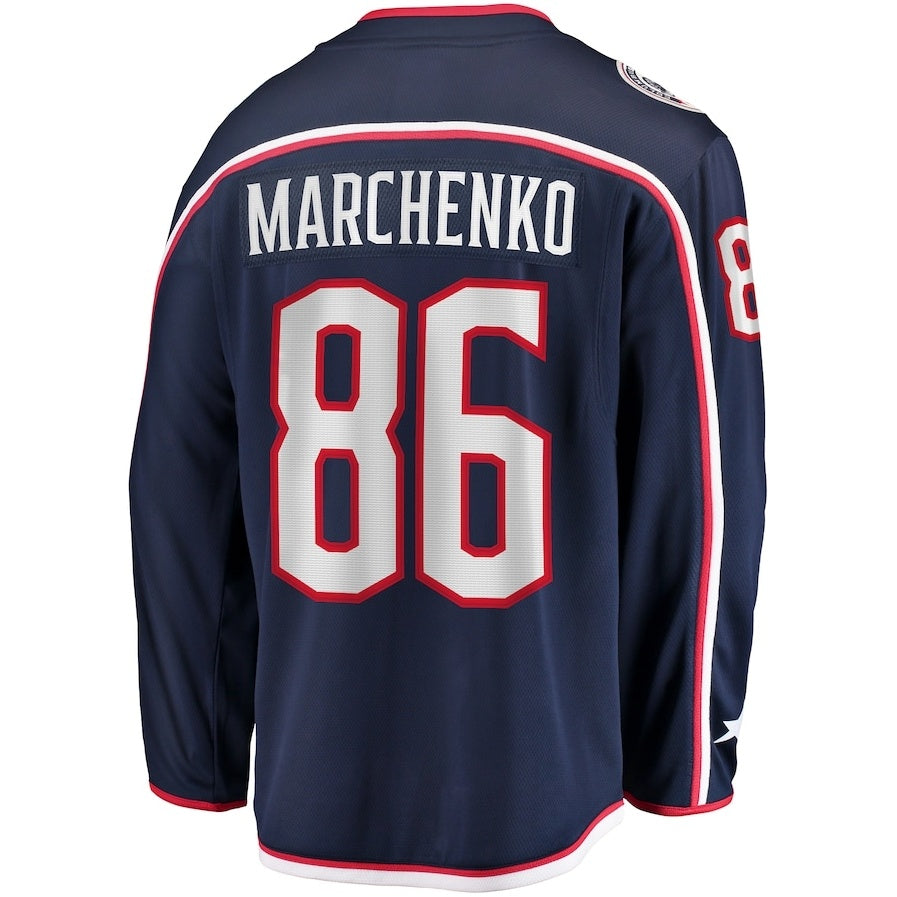 C.Blue Jackets #86 Kirill Marchenko Supporters Home Breakaway Jersey - Navy Stitched American Hockey Jerseys