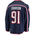 C.Blue Jackets #91 Kent Johnson Supporters Home Breakaway Jersey - Navy Stitched American Hockey Jerseys