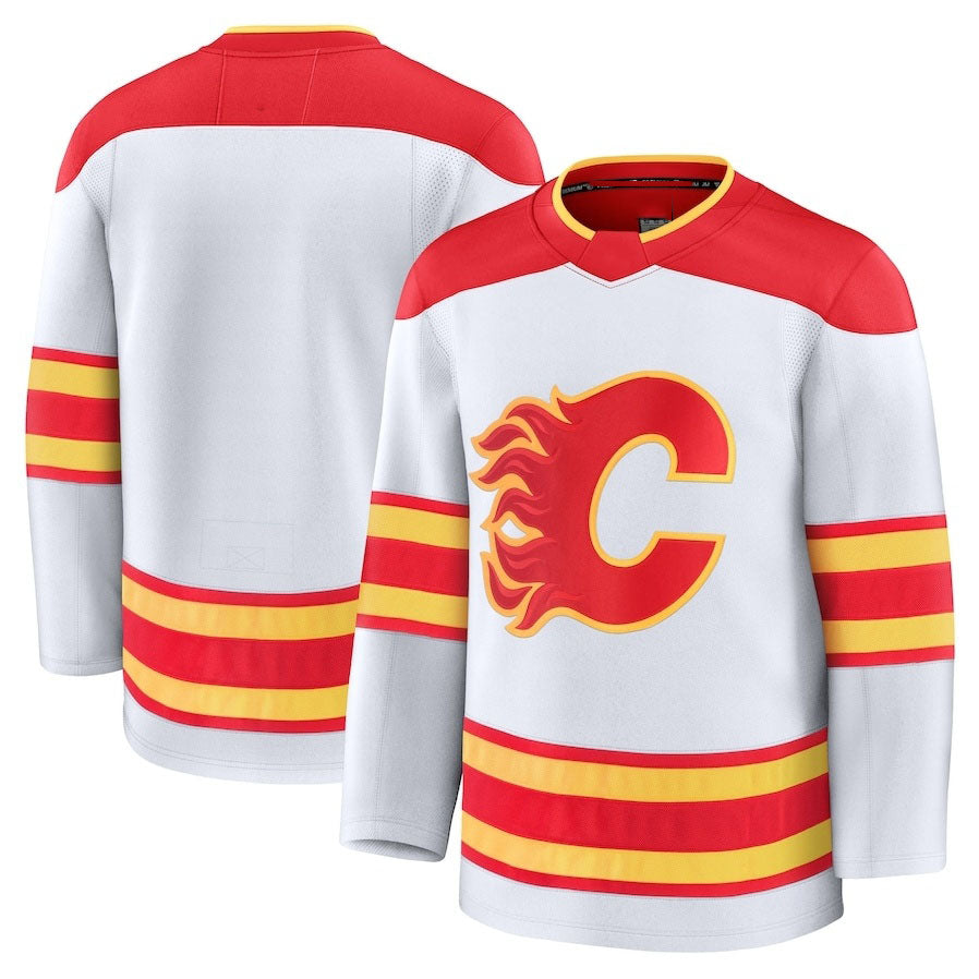C.Flames Supporters Away Premium Jersey - White Stitched American Hockey Jerseys