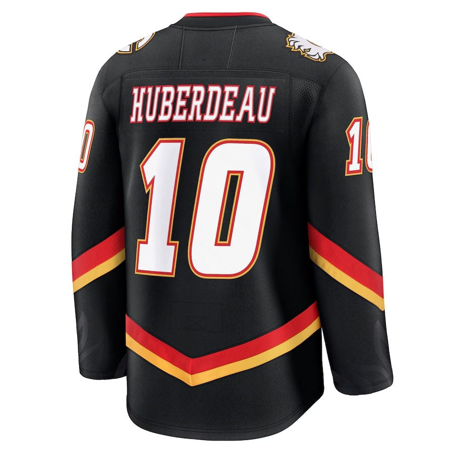 C.Flames #10 Jonathan Huberdeau Supporters Alternate Premium Jersey - Black Stitched American Hockey Jerseys