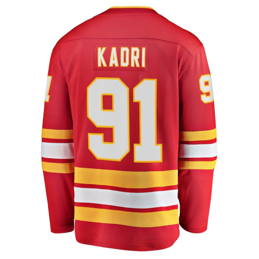 C.Flames #91 Nazem Kadri Supporters Home Breakaway Player Jersey - Red Stitched American Hockey Jerseys