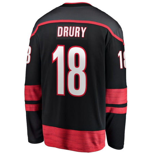 C.Hurricanes #18 Jack Drury Fanatics Home Premier Breakaway Player Jersey - Black Stitched American Hockey Jerseys