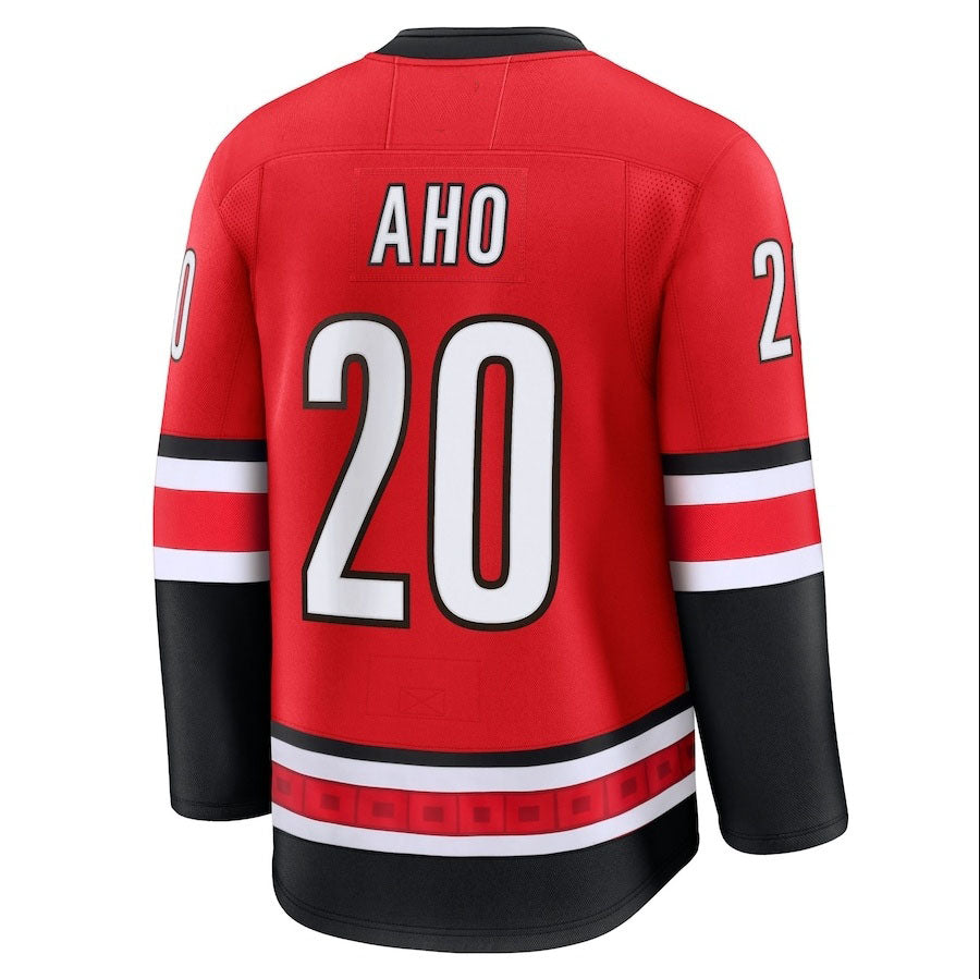 C.Hurricanes #20 Sebastian Aho Supporters Alternate Premium Jersey - Red Stitched American Hockey Jerseys