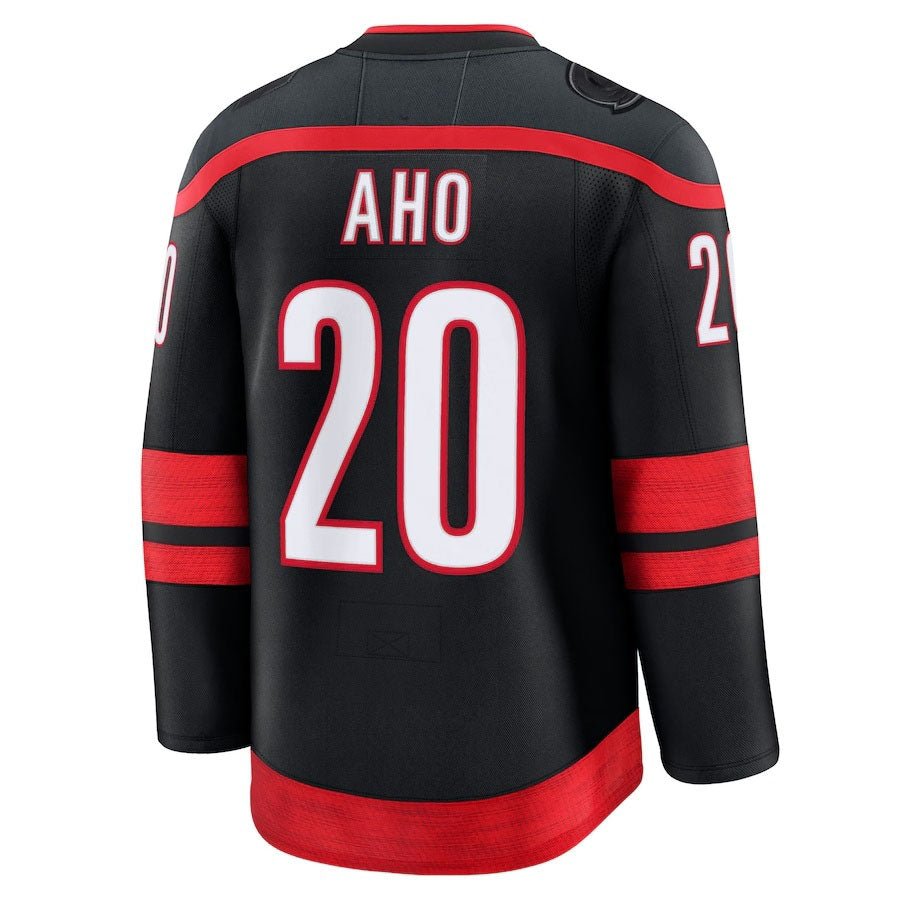 C.Hurricanes #20 Sebastian Aho Supporters Home Premium Jersey - Black Stitched American Hockey Jerseys