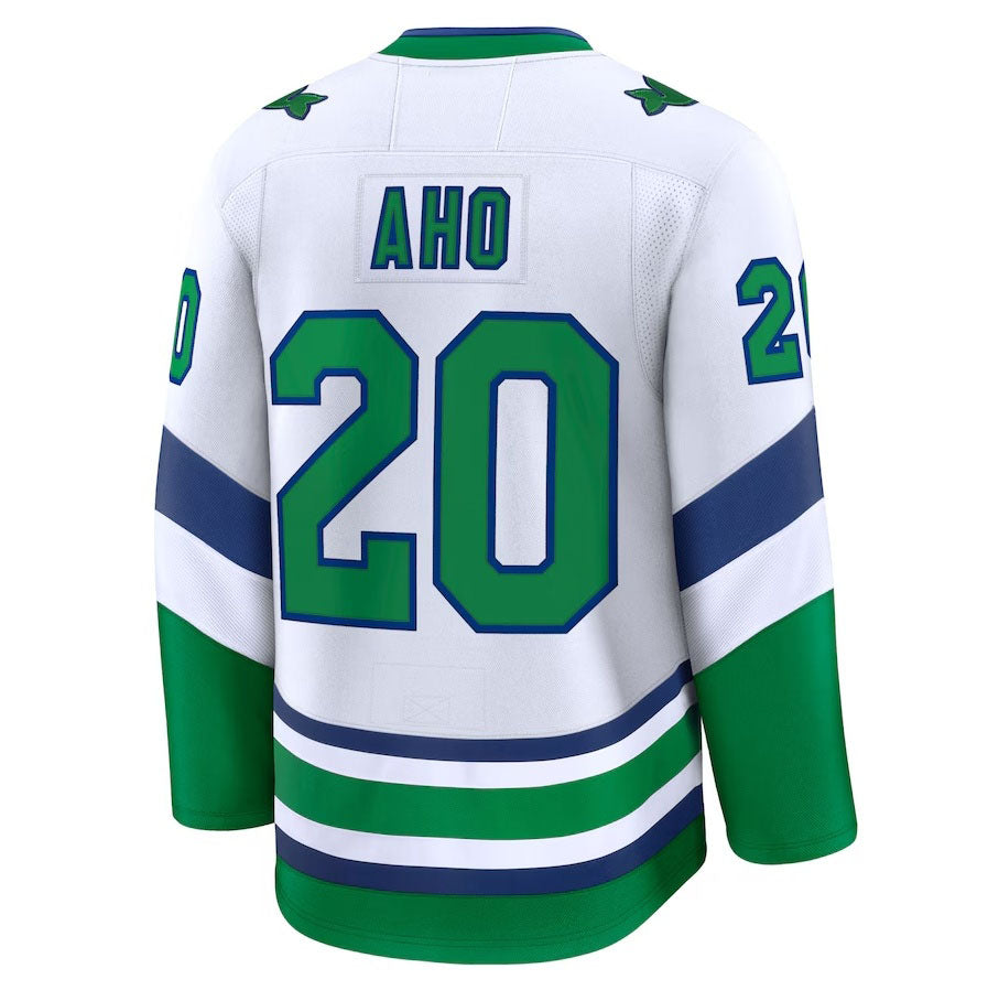 C.Hurricanes #20 Sebastian Aho Supporters Throwback Premium Jersey - White Stitched American Hockey Jerseys
