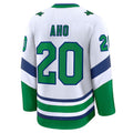 C.Hurricanes #20 Sebastian Aho Supporters Throwback Premium Jersey - White Stitched American Hockey Jerseys