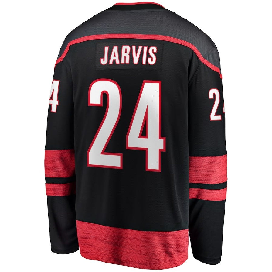 C.Hurricanes #24 Seth Jarvis Supporters Home Breakaway Jersey - Black Stitched American Hockey Jerseys