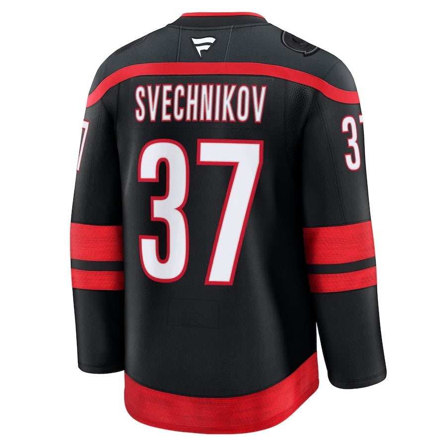 C.Hurricanes #37 Andrei Svechnikov Supporters Home Premium Jersey - Black Stitched American Hockey Jerseys