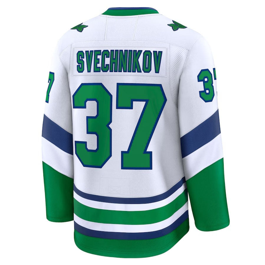 C.Hurricanes #37 Andrei Svechnikov Supporters Throwback Premium Jersey - White Stitched American Hockey Jerseys