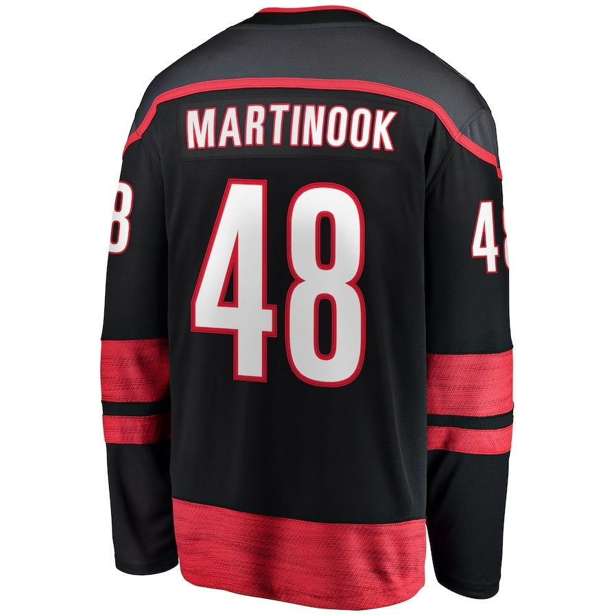 C.Hurricanes #48 Jordan Martinook Supporters Home Breakaway Jersey - Black Stitched American Hockey Jerseys