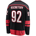 C.Hurricanes #92 Evgeny Kuznetsov Supporters Home Breakaway Jersey - Black Stitched American Hockey Jerseys