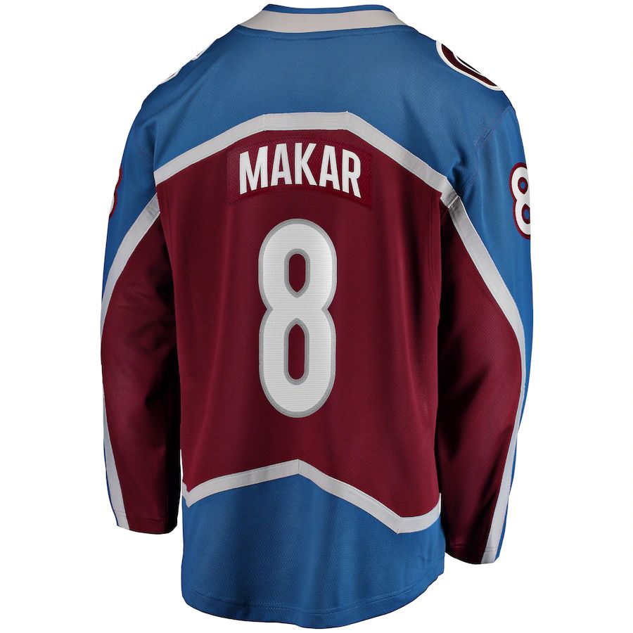 C.Avalanche #8 Cale Makar Supporters Branded Home 2022 Stanley Cup Champions Breakaway Player Jersey Burgundy Stitched American Hockey Jerseys