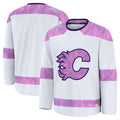 C.Flames Supporters 2024 Hockey Fights Cancer Practice Jersey - White Stitched American Hockey Jerseys