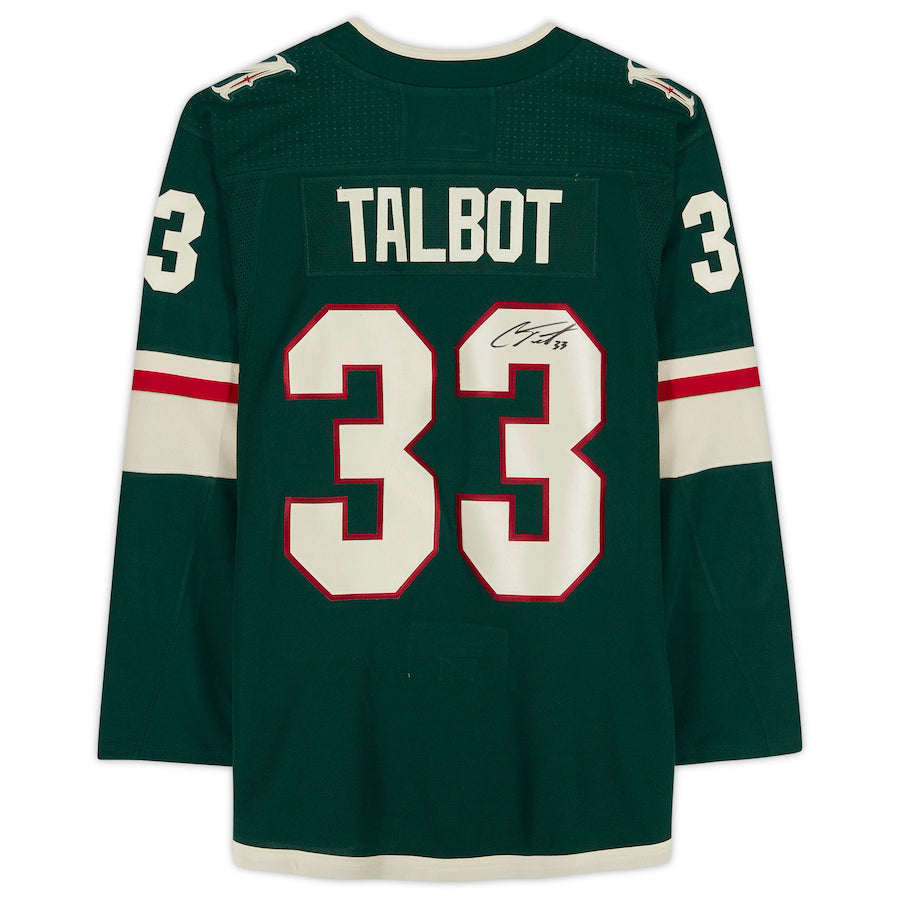M.Wild #33 Cam Talbot Supporters Authentic Autographed Green Jersey with 20th Anniversary Season Jersey Patch Hockey Jerseys