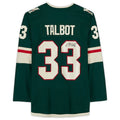 M.Wild #33 Cam Talbot Supporters Authentic Autographed Green Jersey with 20th Anniversary Season Jersey Patch Hockey Jerseys